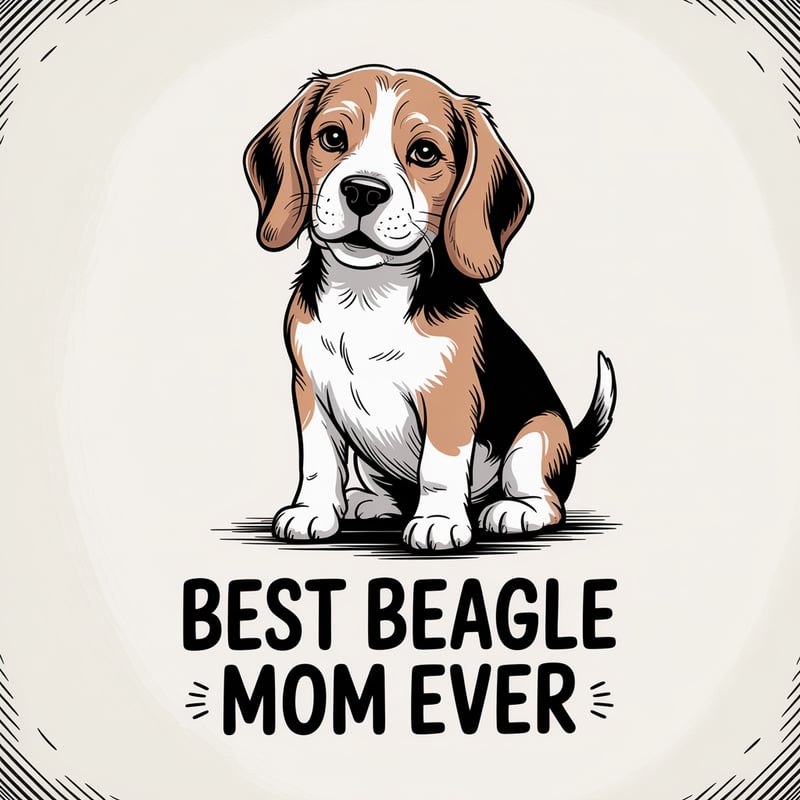Beagle Line Art with Text Design