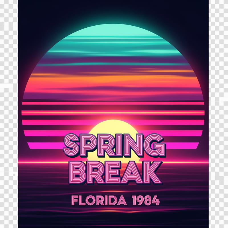 1980s Neon Spring Break Poster