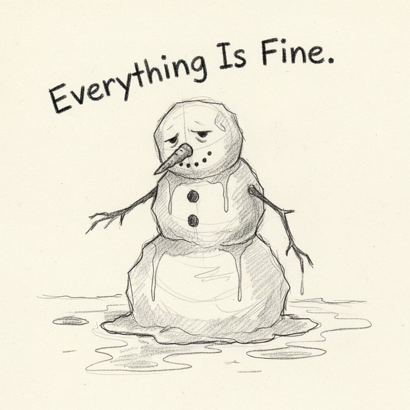 Hand-Drawn Melting Snowman Sketch
