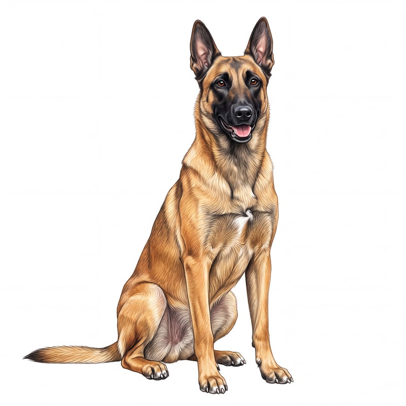 Realistic Belgian Malinois Drawing