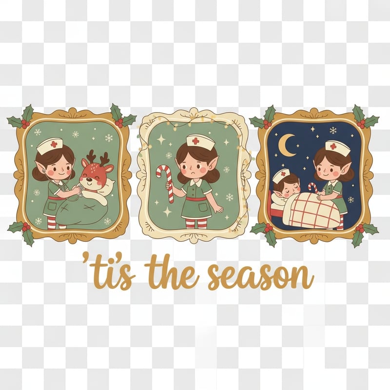 Cute Christmas Nurse Elf Illustration