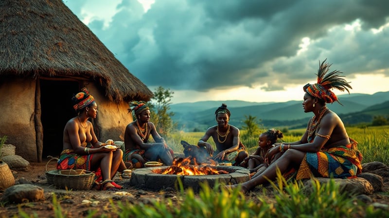 Zulu Family in Traditional Attire
