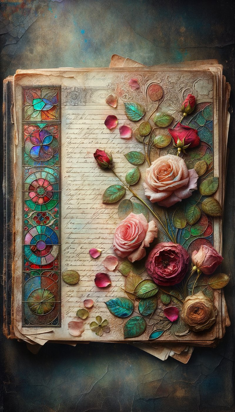 Vintage Junk Journal Page with Roses