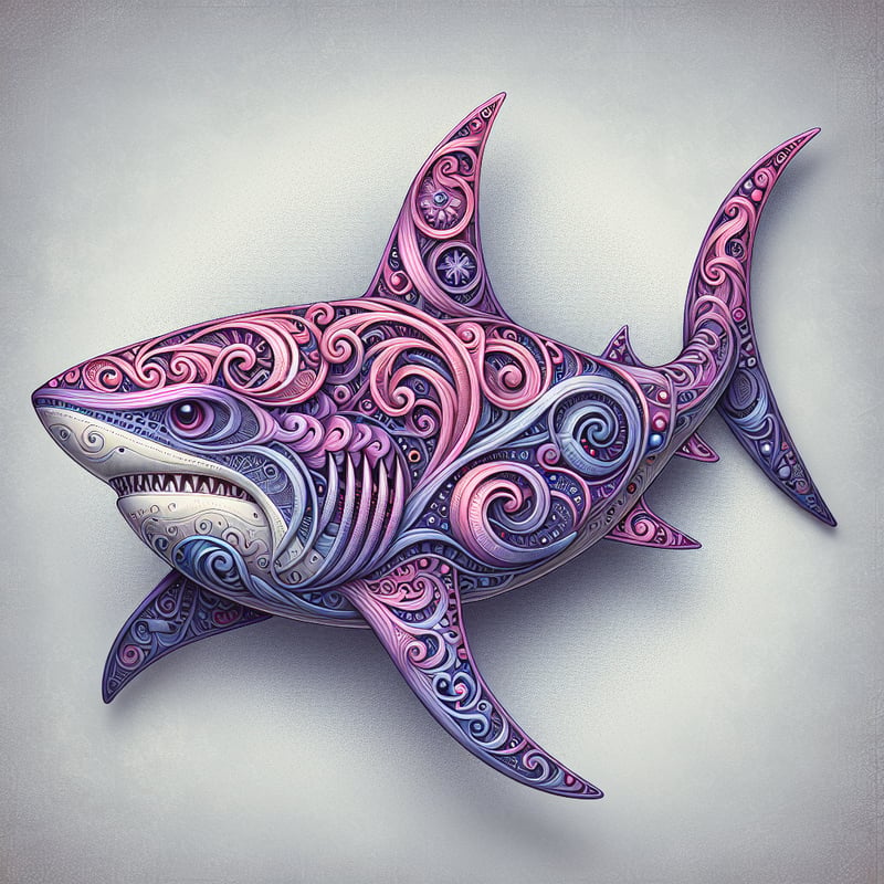 Ornate Purple Shark Digital Art