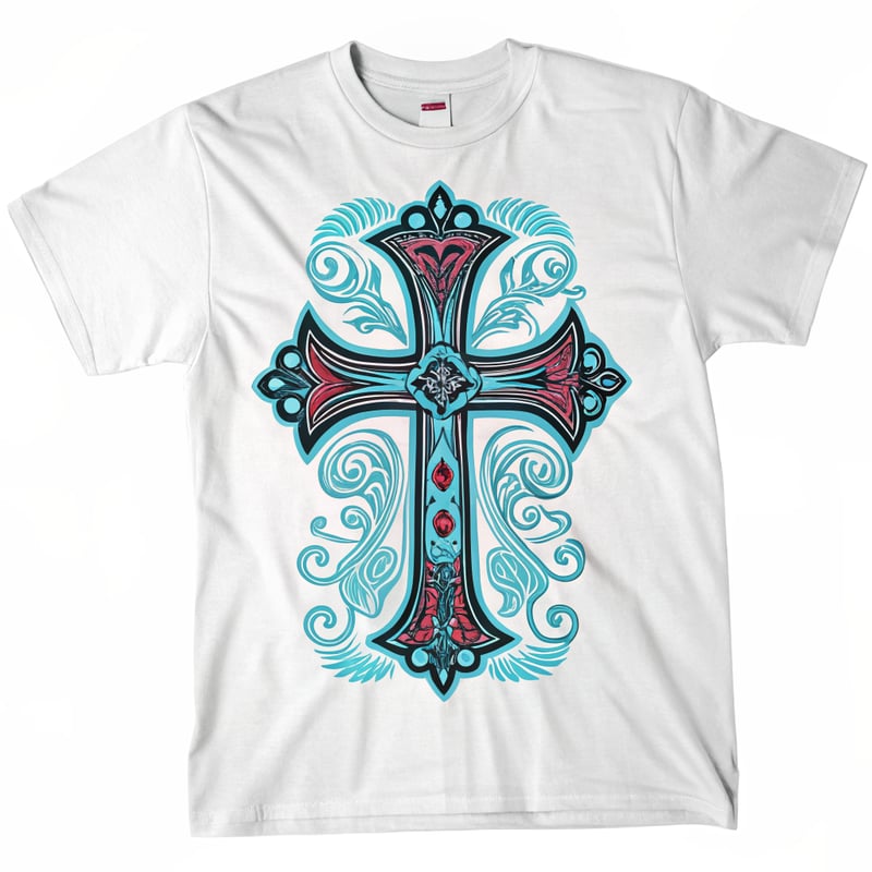 Symmetrical Fantasy Neon Cross Design