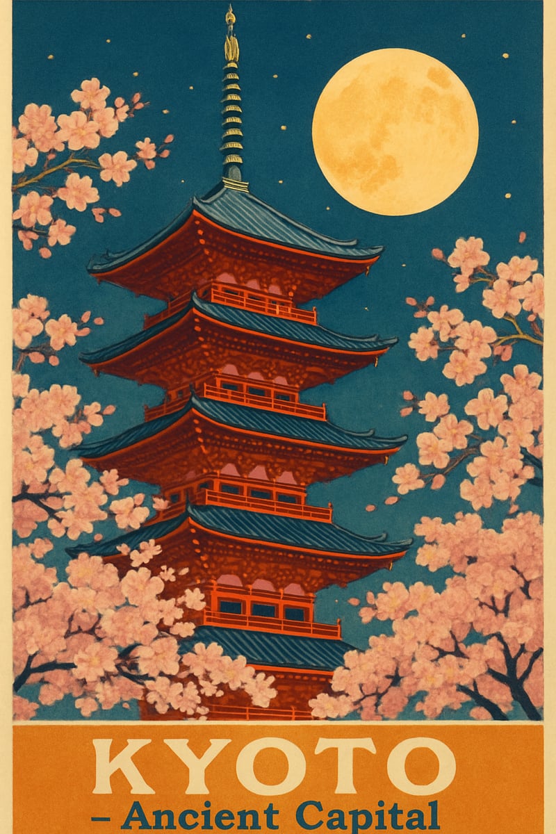 Vintage Kyoto Travel Poster