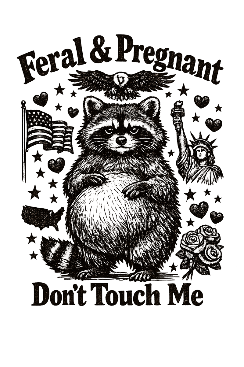 Vintage Rustic Pregnant Raccoon Tee