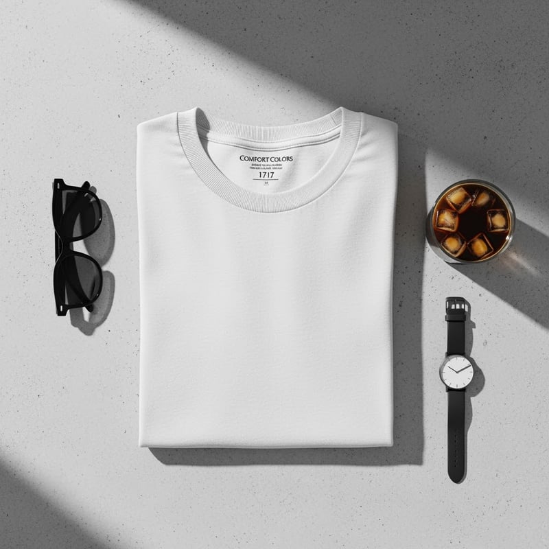 White Comfort Colors T-Shirt Flat Lay
