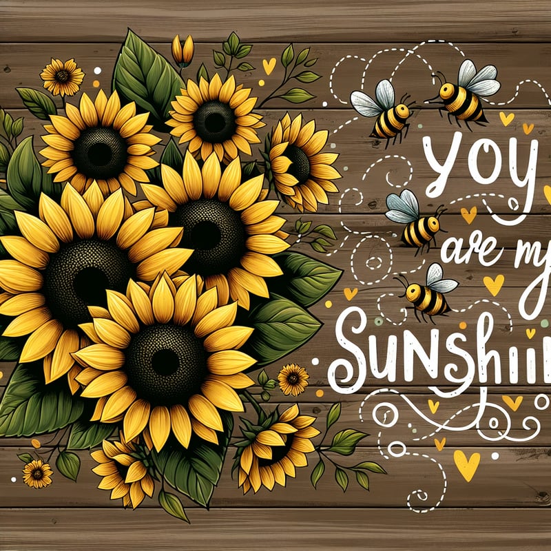 Sunflower Design with Rustic Wood