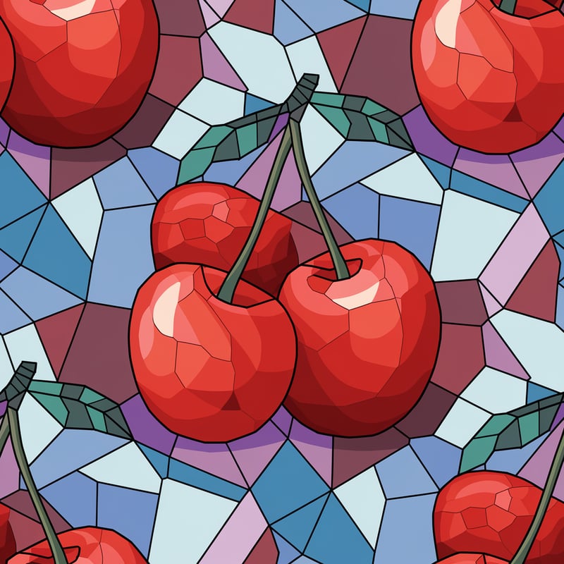Stained Glass Red Cherry Illustration