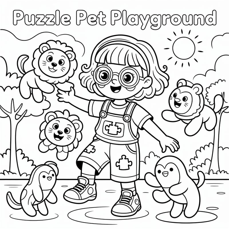 Puzzle Pet Playground Coloring Page