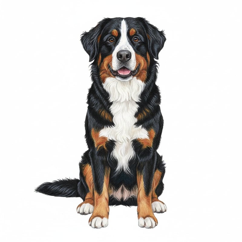 Realistic Bernese Mountain Dog Drawing