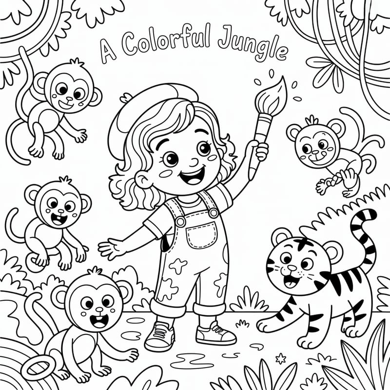 Whimsical Kids Coloring Page