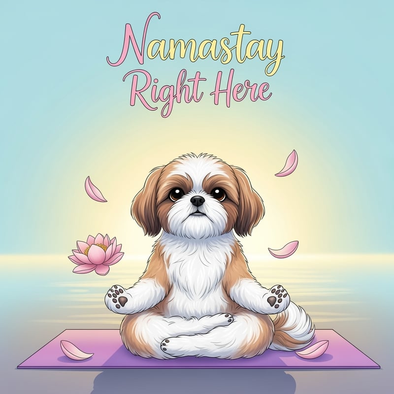 Calm Shih Tzu Yoga Illustration
