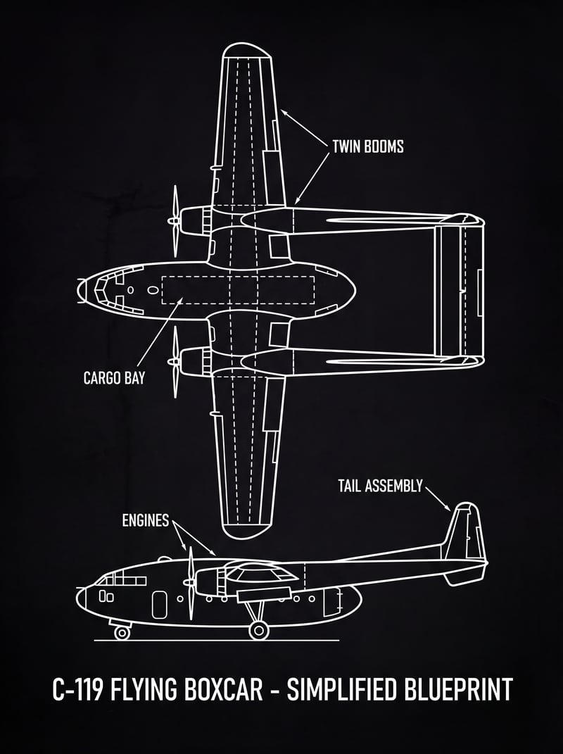 C-119 Airplane Blueprint Illustration