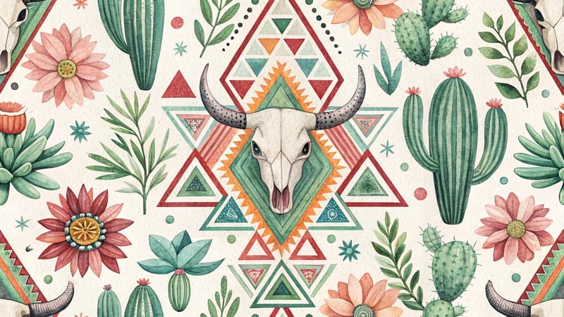 Watercolor Aztec Tribal Pattern