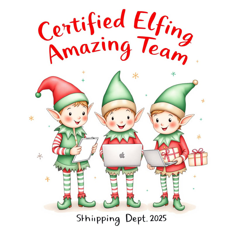Watercolor Christmas Elves Illustration