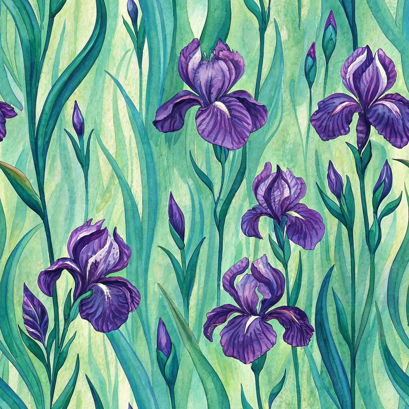 Neon Violet and Emerald Iris Meadow
