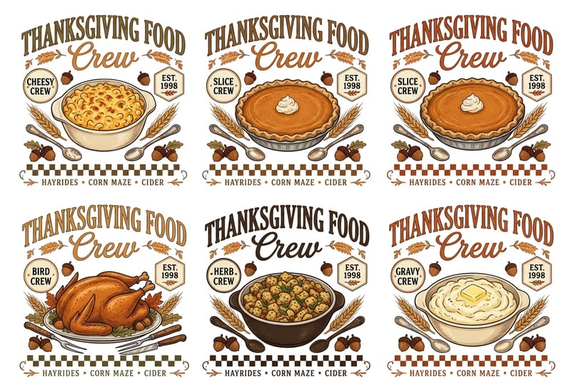 Thanksgiving Food Crew Illustration Set