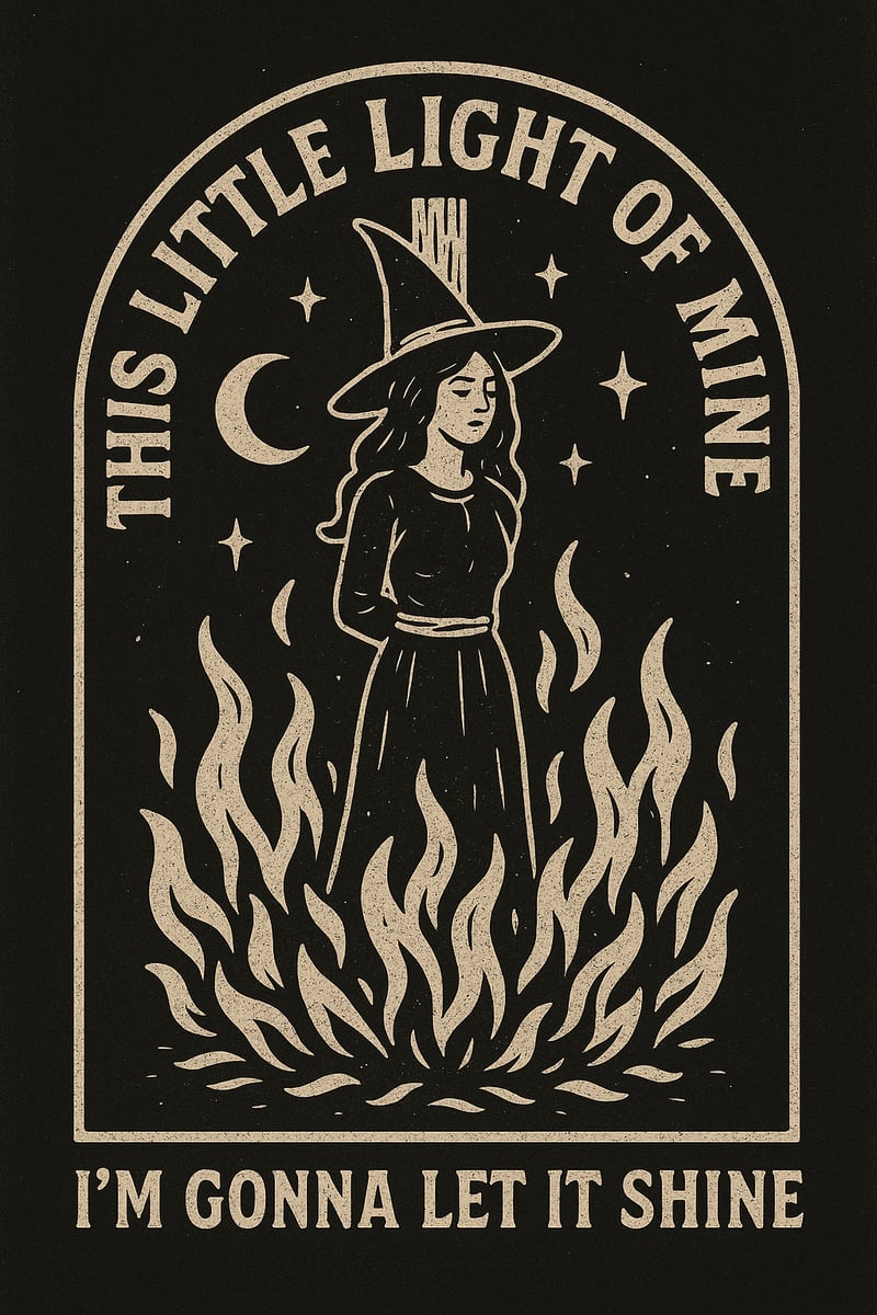Vintage Witch Illustration with Quote