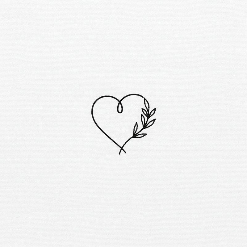 Minimalist Heart and Olive Embroidery