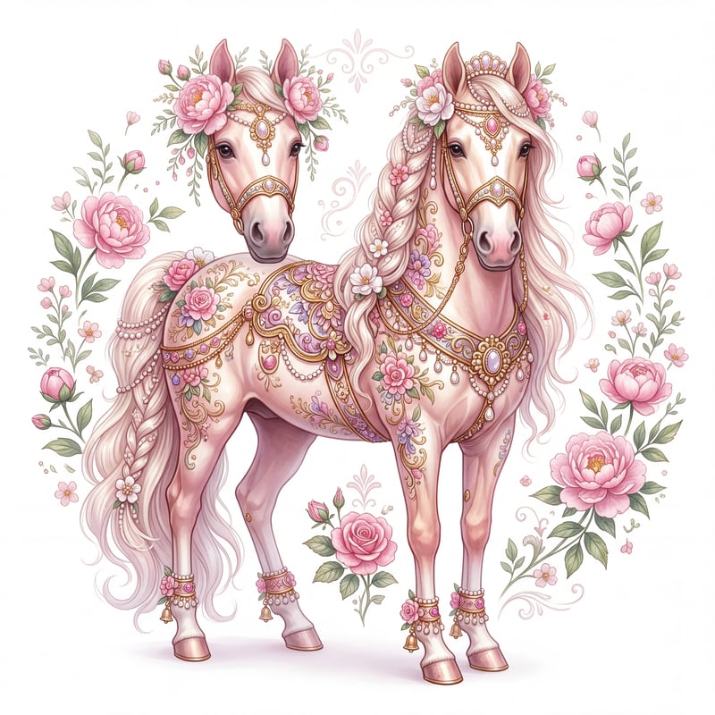 Ornate Palomino Horse Illustration