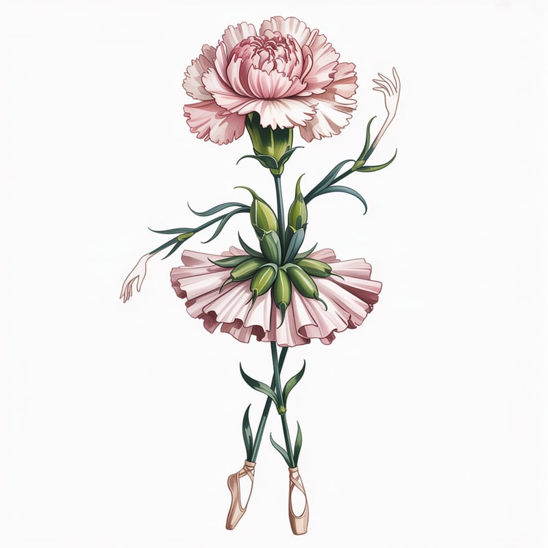 Botanical Ballerina Watercolor Fashion Art