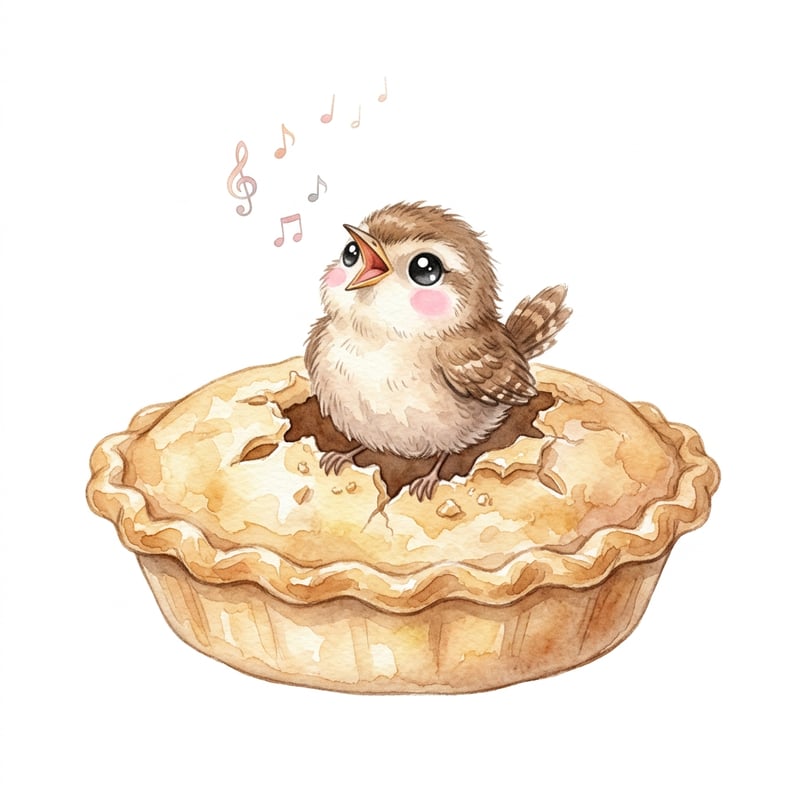 Cute Baby Wren on Golden Pie