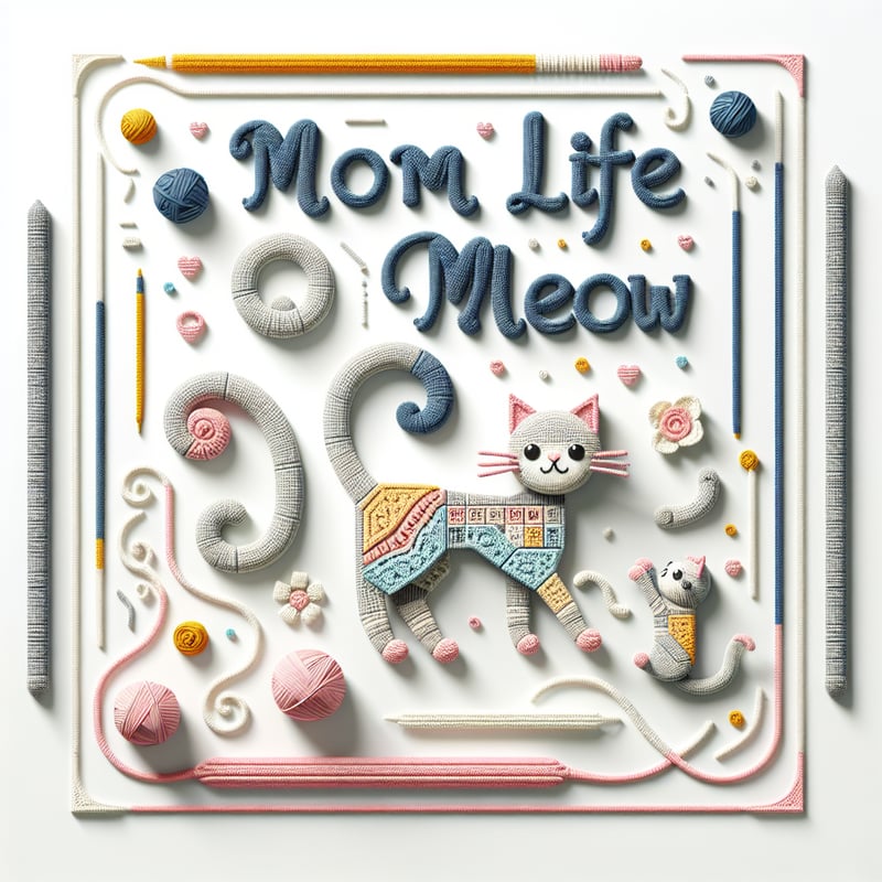 Mom Life Meow Crochet Yarn Art