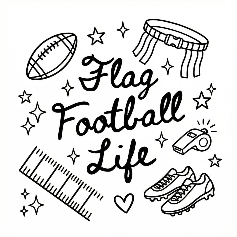 Flag Football Life Monoline Doodle