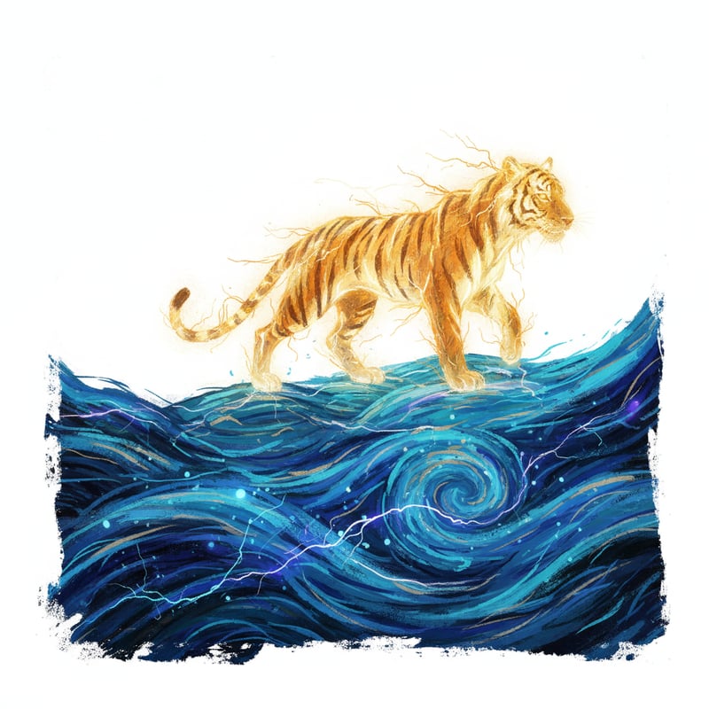 Glowing Tiger with Van Gogh Swirls