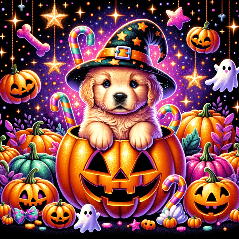 Cute Halloween Golden Retriever Puppy