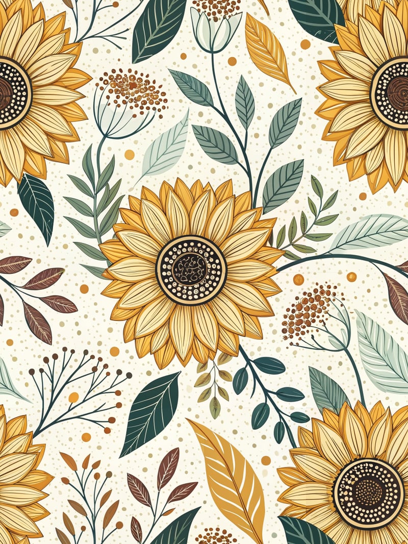Seamless Sunflower Vector Pattern