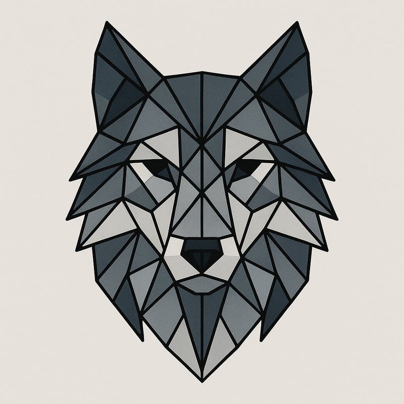 Minimalist Geometric Wolf Head Design
