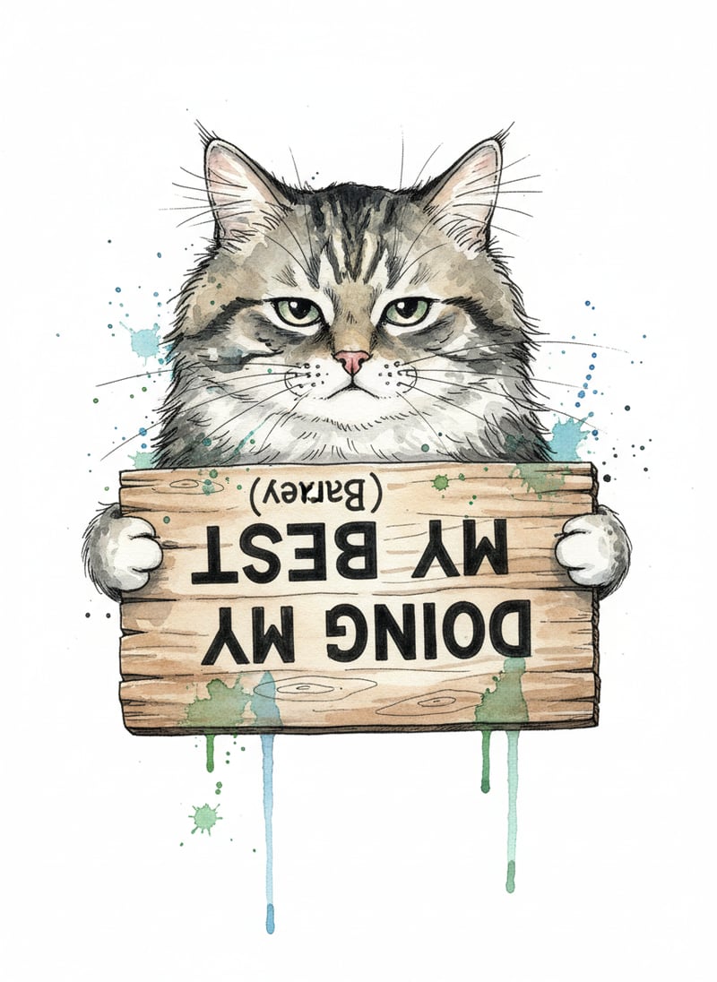 Unmotivated Cat Holding Motivational Sign
