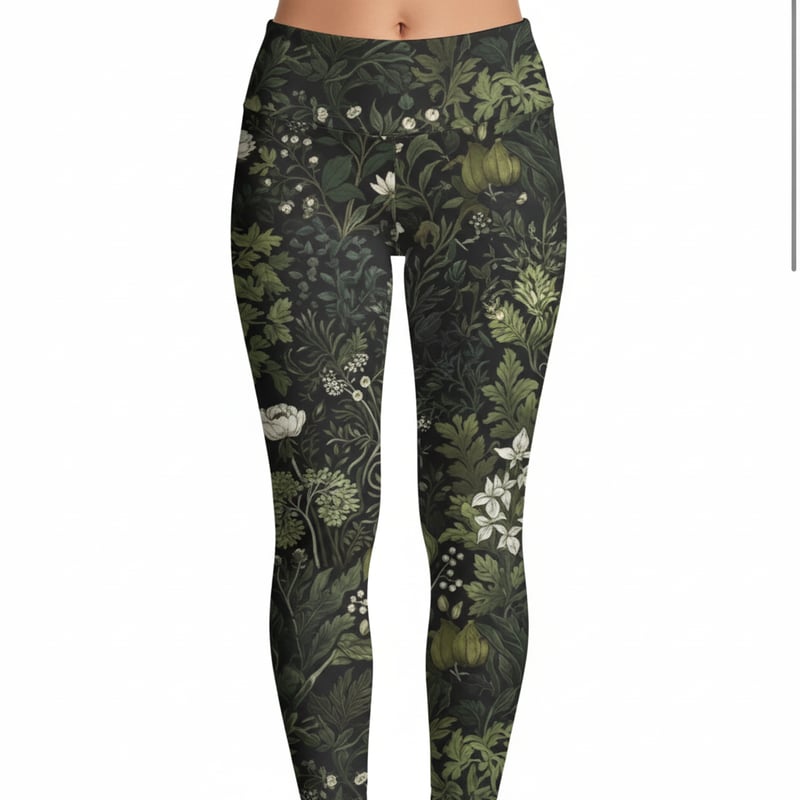 Dark Botanical Floral Leggings Pattern