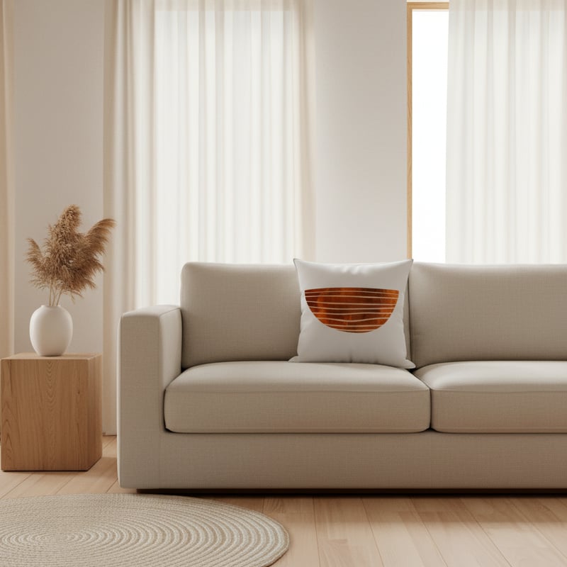Japandi Living Room with Minimalist Pillow