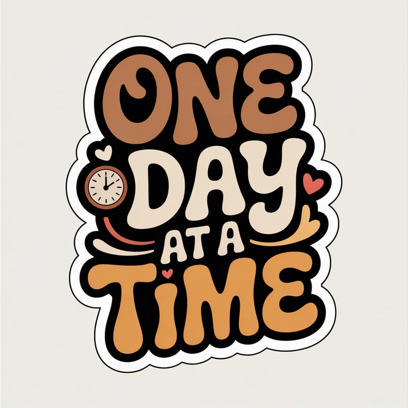 One Day at a Time Typographic Sticker