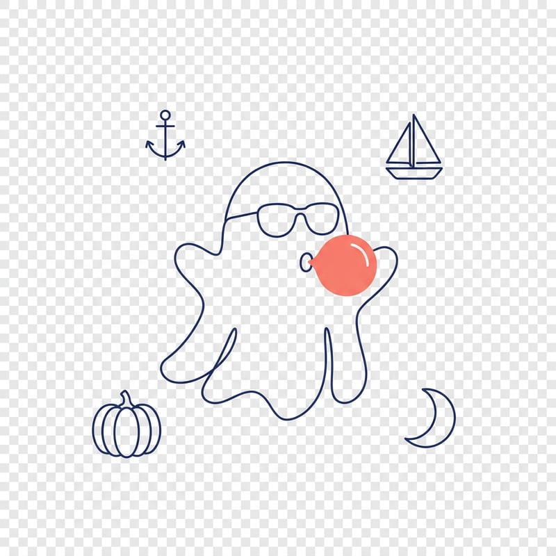Minimalist Ghost Line Art Illustration