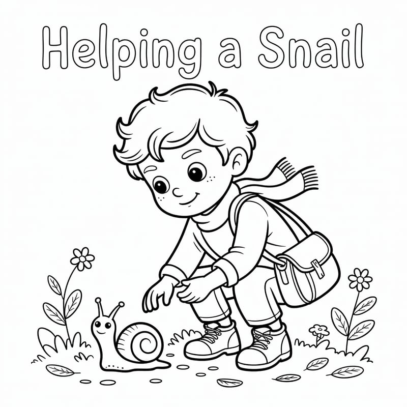 Helping a Snail Coloring Page
