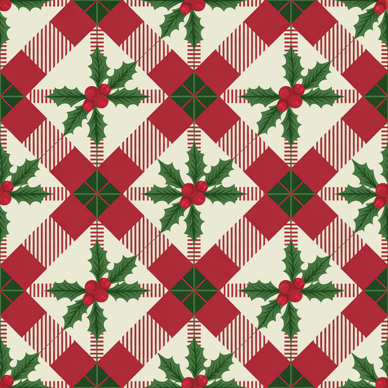 Crimson Plaid with Holly Berries