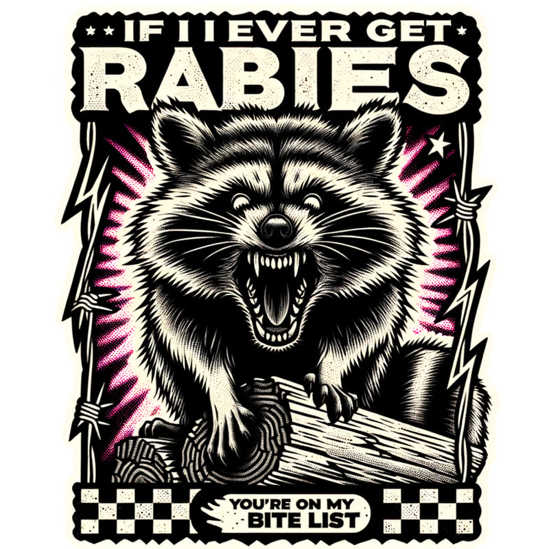 Fierce Engraved Raccoon Sticker Design