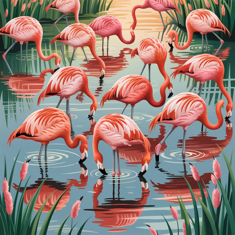 Flamingo Flock Repeating Pattern