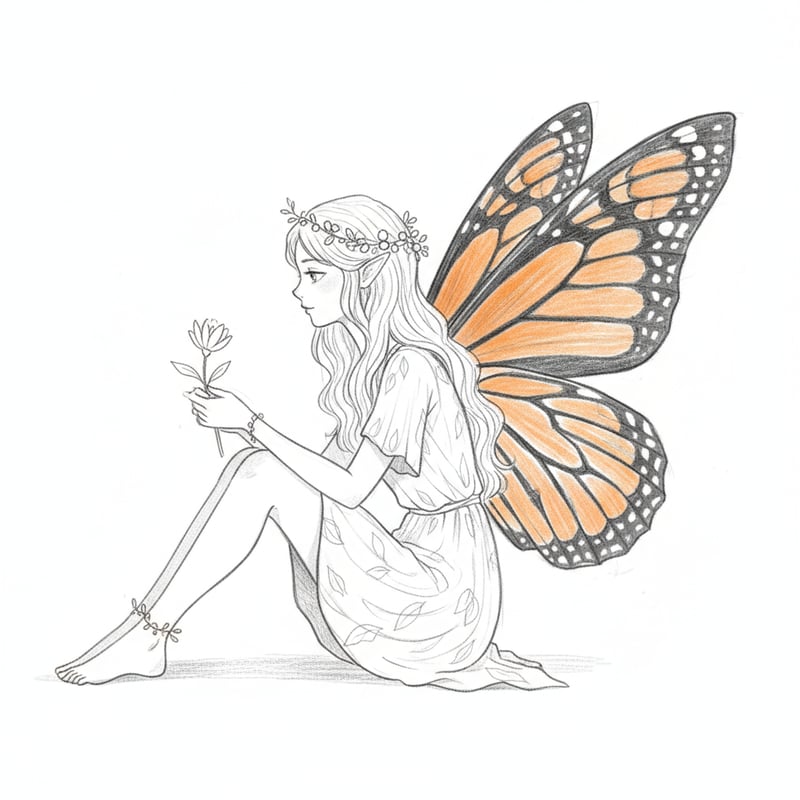 Cute Fairy with Butterfly Wings