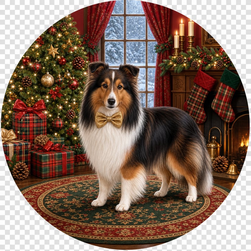 Tricolor Shetland Sheepdog Christmas Circle