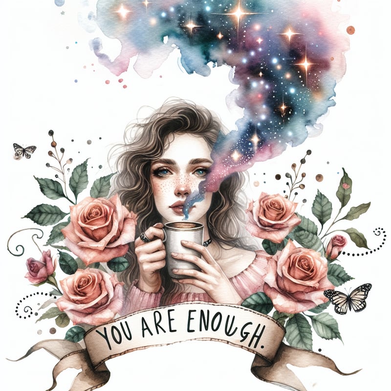 Whimsical Watercolor Woman Portrait