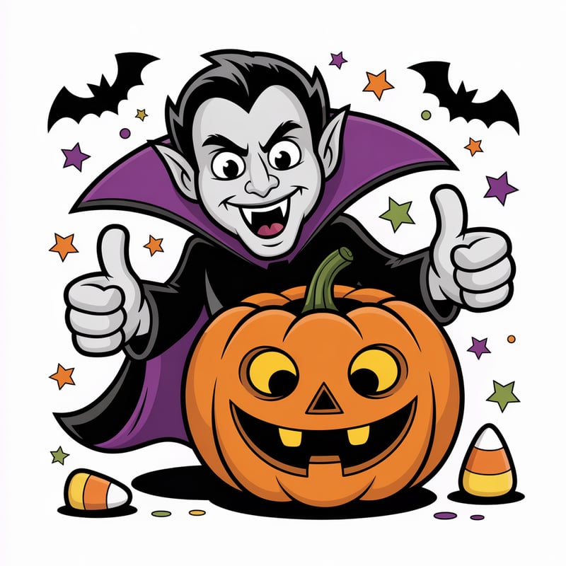 Cartoon Vampire and Jack-o’-Lantern