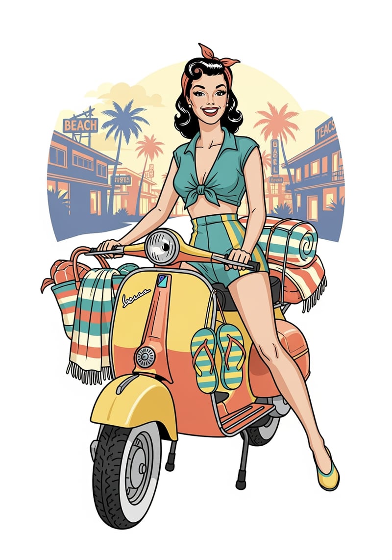 Retro Spring Break Pin-up Scooter