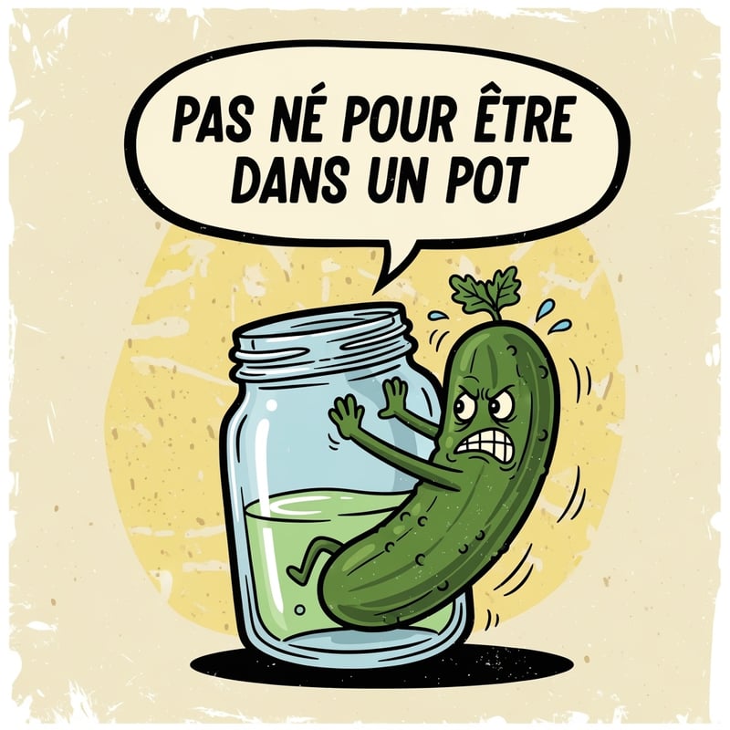 Funny Pickle Cartoon in Mason Jar