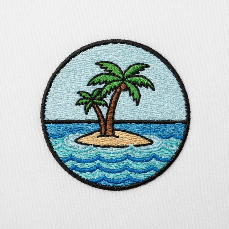 Tropical Island Embroidery Design
